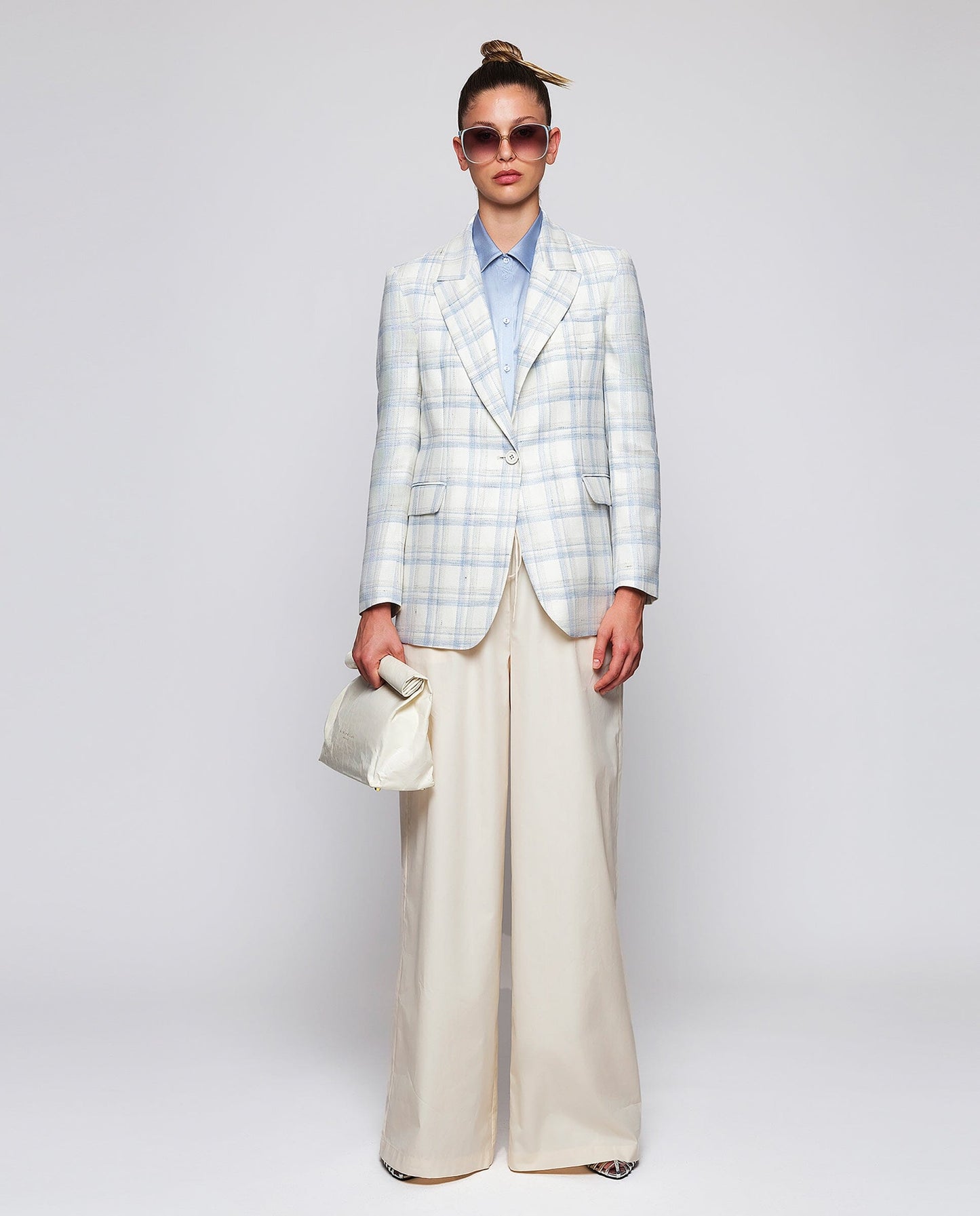Blazer de cuadros en mezcla de lino. Jackets Mirto 