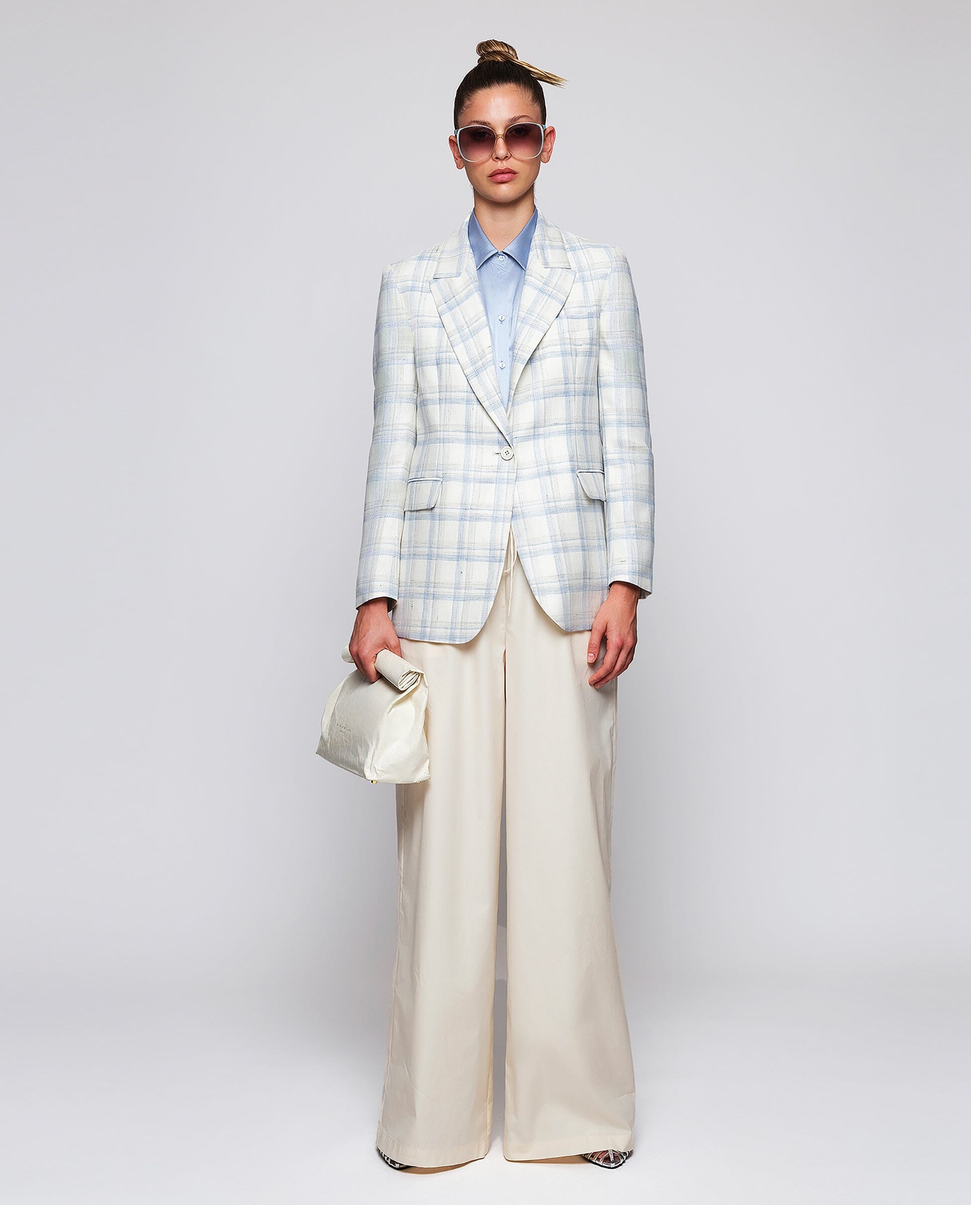 Blazer de cuadros en mezcla de lino. Jackets Mirto 