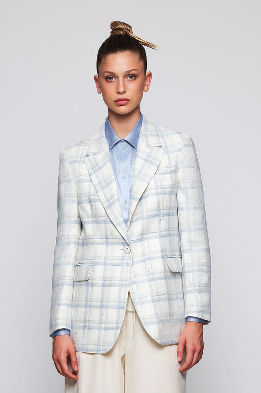 Blazer de cuadros en mezcla de lino. Jackets Mirto S / 36 