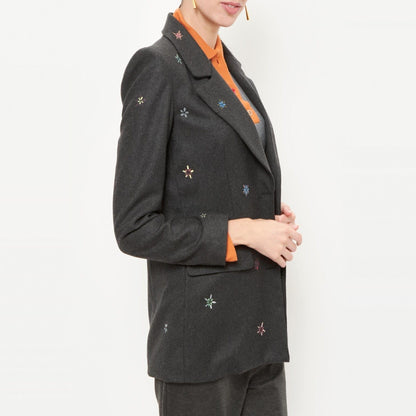 Blazer flores pintada Jackets Luciana Estudio 