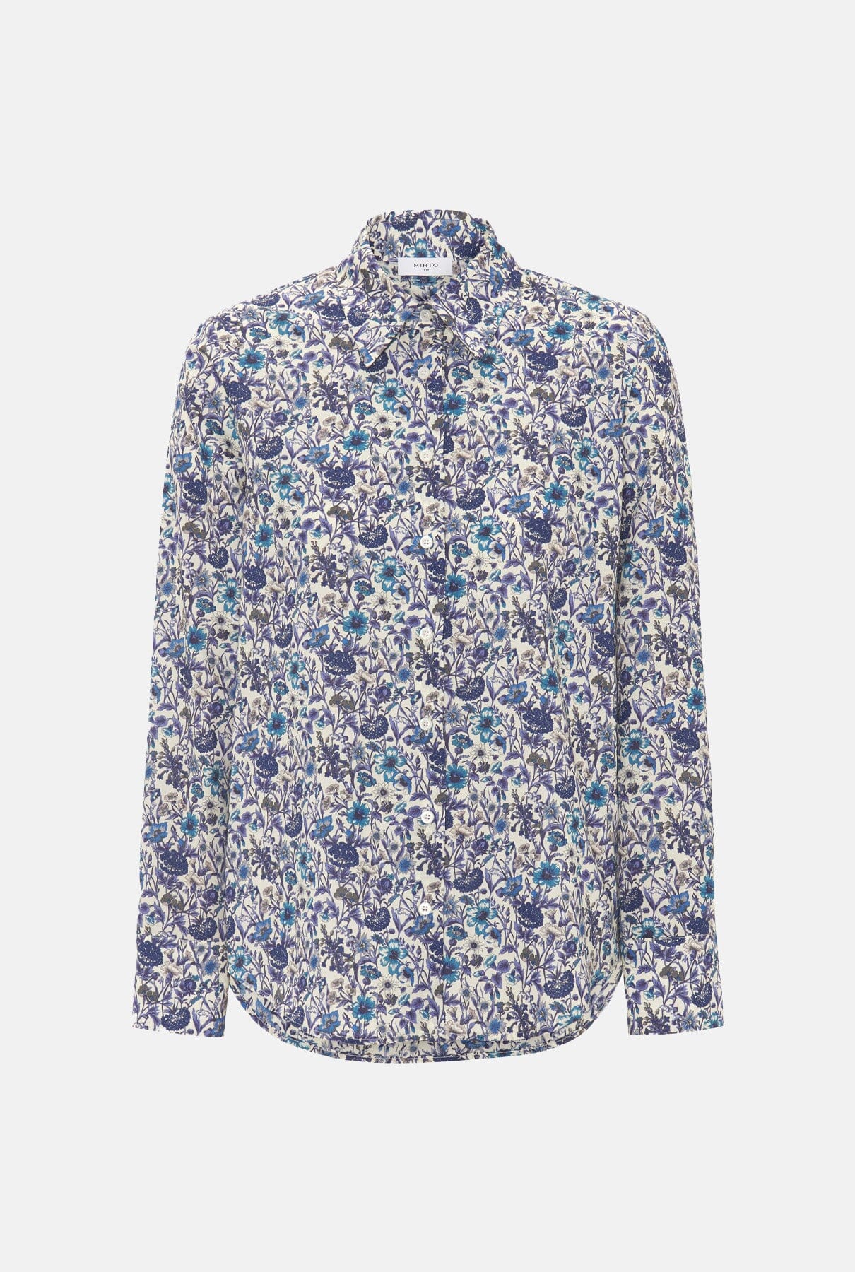 Blue cotton floral print shirt Shirts & blouses Mirto 