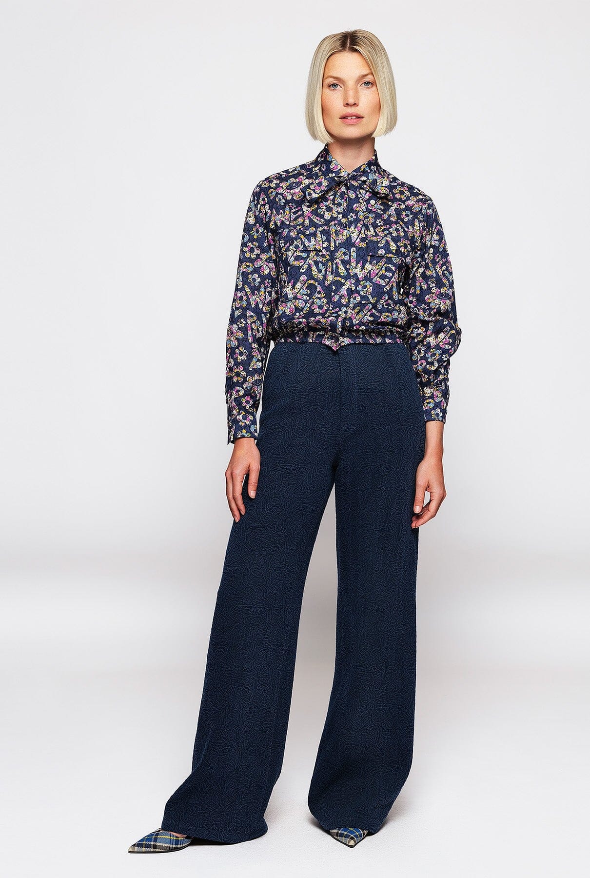 Blue cotton floral print shirt Shirts & blouses Mirto 