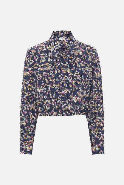 Blue cotton floral print shirt Shirts & blouses Mirto 