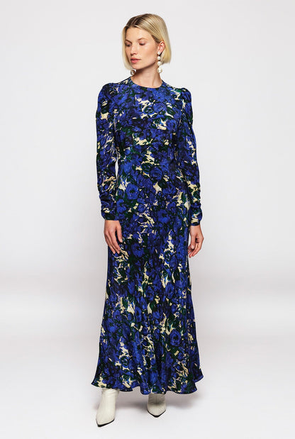 Blue & green floral print dress Dresses Mirto 