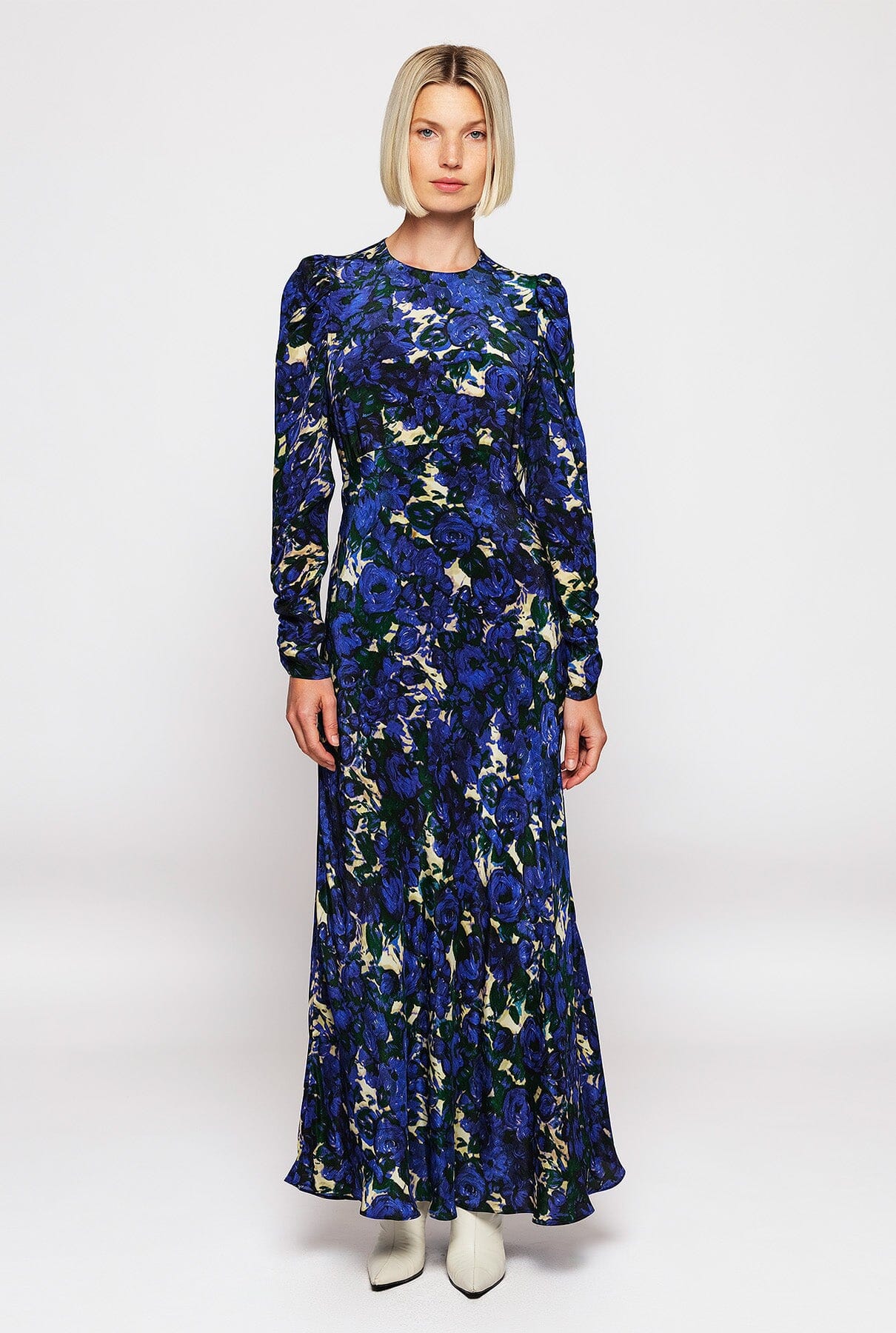 Blue & green floral print dress Dresses Mirto 