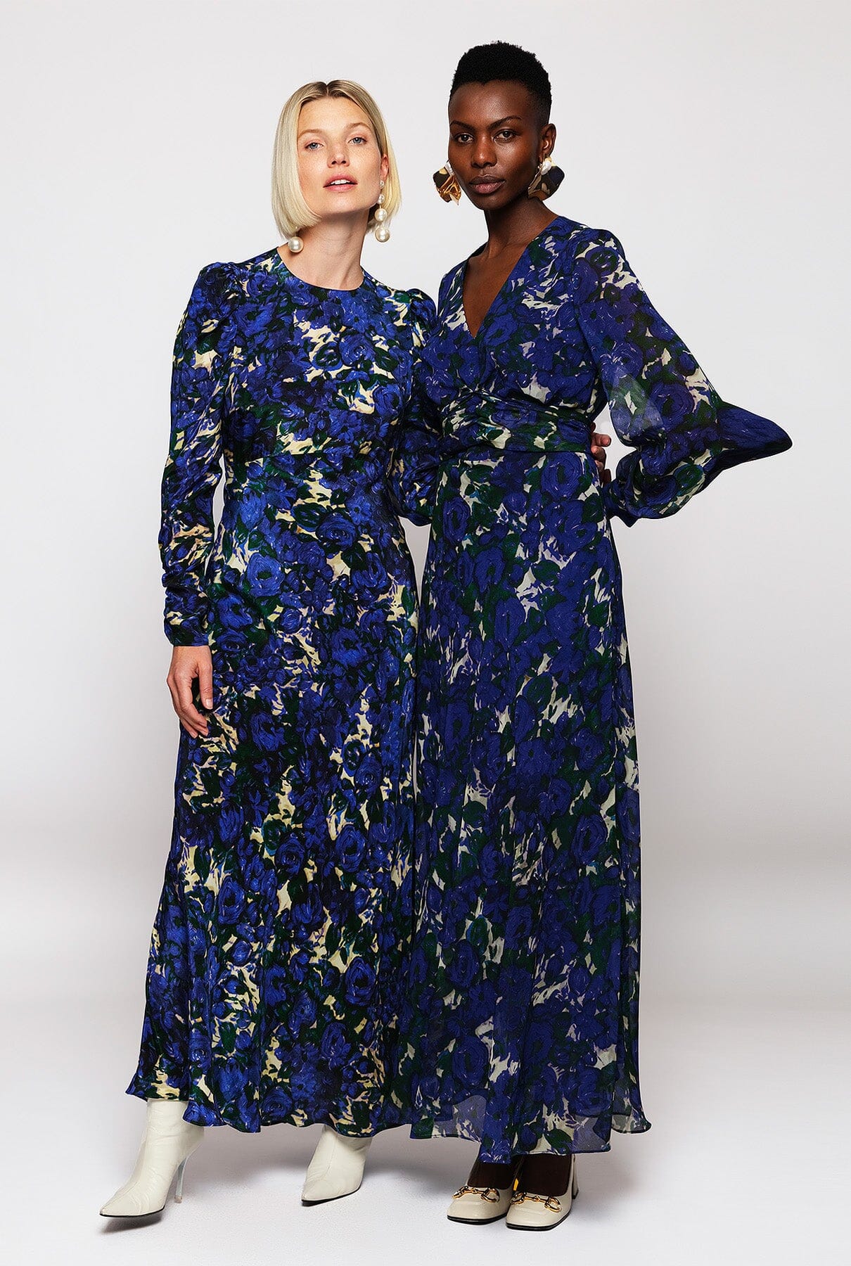 Blue & green floral print dress Dresses Mirto 