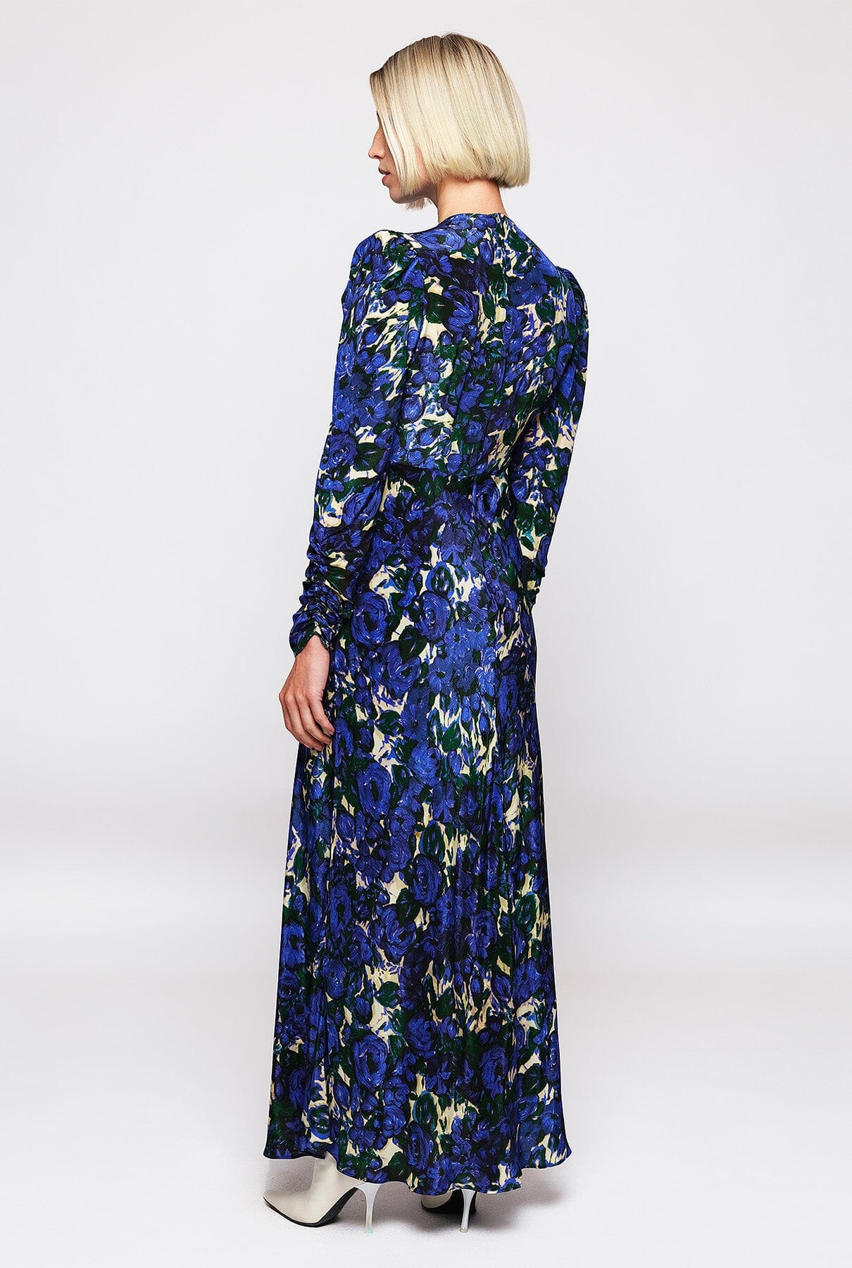 Blue & green floral print dress Dresses Mirto 