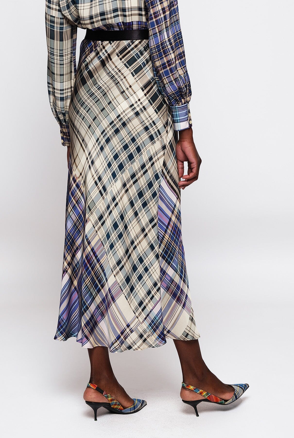 Blue plaid midi skirt Skirts Mirto