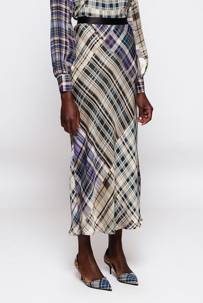 Blue plaid midi skirt Skirts Mirto