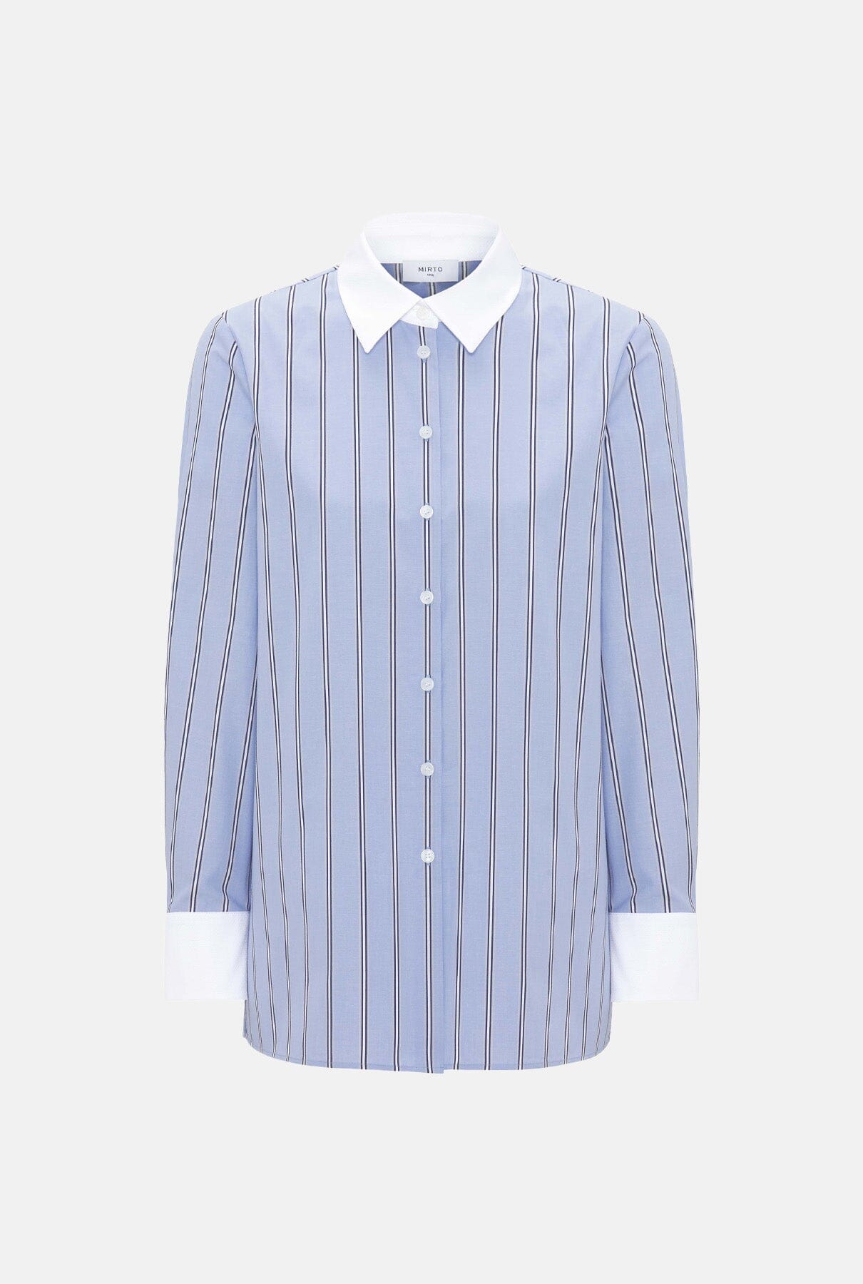 Blue striped cotton shirt with white contrast Shirts & blouses Mirto 