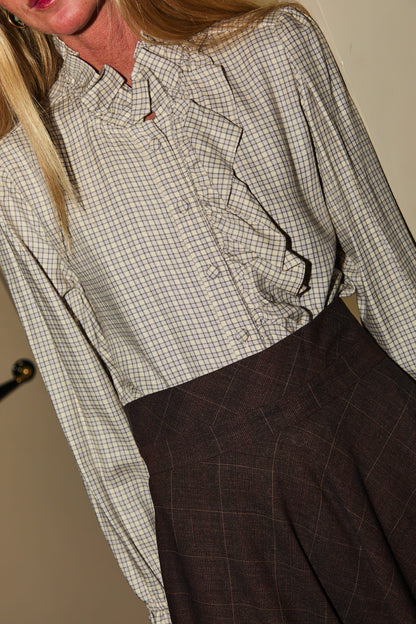 Blusa Alba Volantes Cuadros Gris y Rosa Shirts & Blouses IPA BRAND 