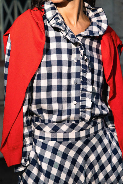 Blusa Lucie Vichy Azul Marino Shirts & blouses IPA BRAND 