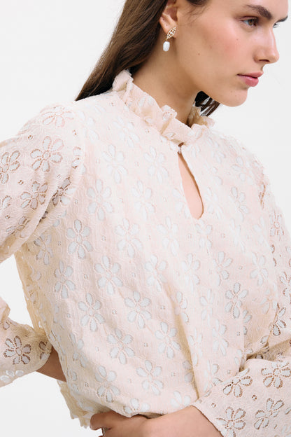 Blusa Meriggio Flores Bordadas Beige Shirts & Blouses IPA BRAND 