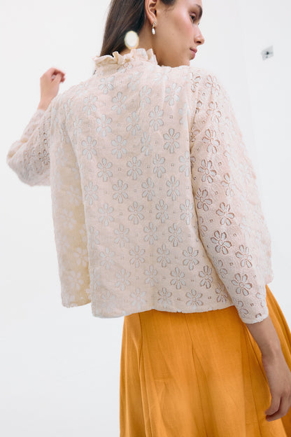 Blusa Meriggio Flores Bordadas Beige Shirts & Blouses IPA BRAND 