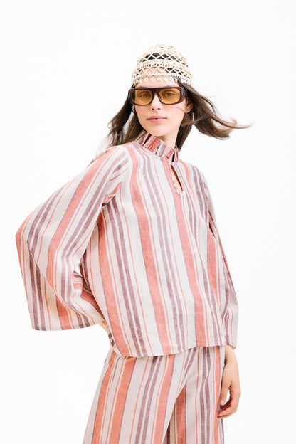 Blusa Scirocco Rayas Coral y Lila Shirts & Blouses IPA BRAND 