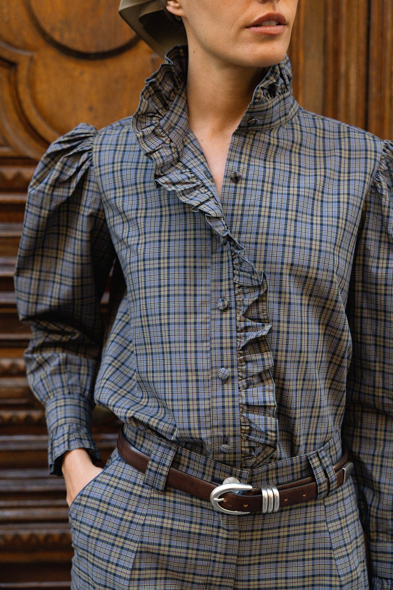 Blusa Sophie Tartán Azul Shirts & blouses IPA BRAND 