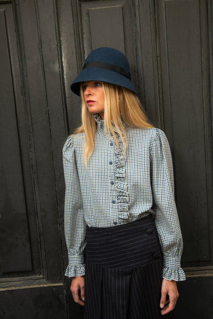 Blusa Sorenna Volantes Cuadritos Azul Shirts & blouses IPA BRAND 