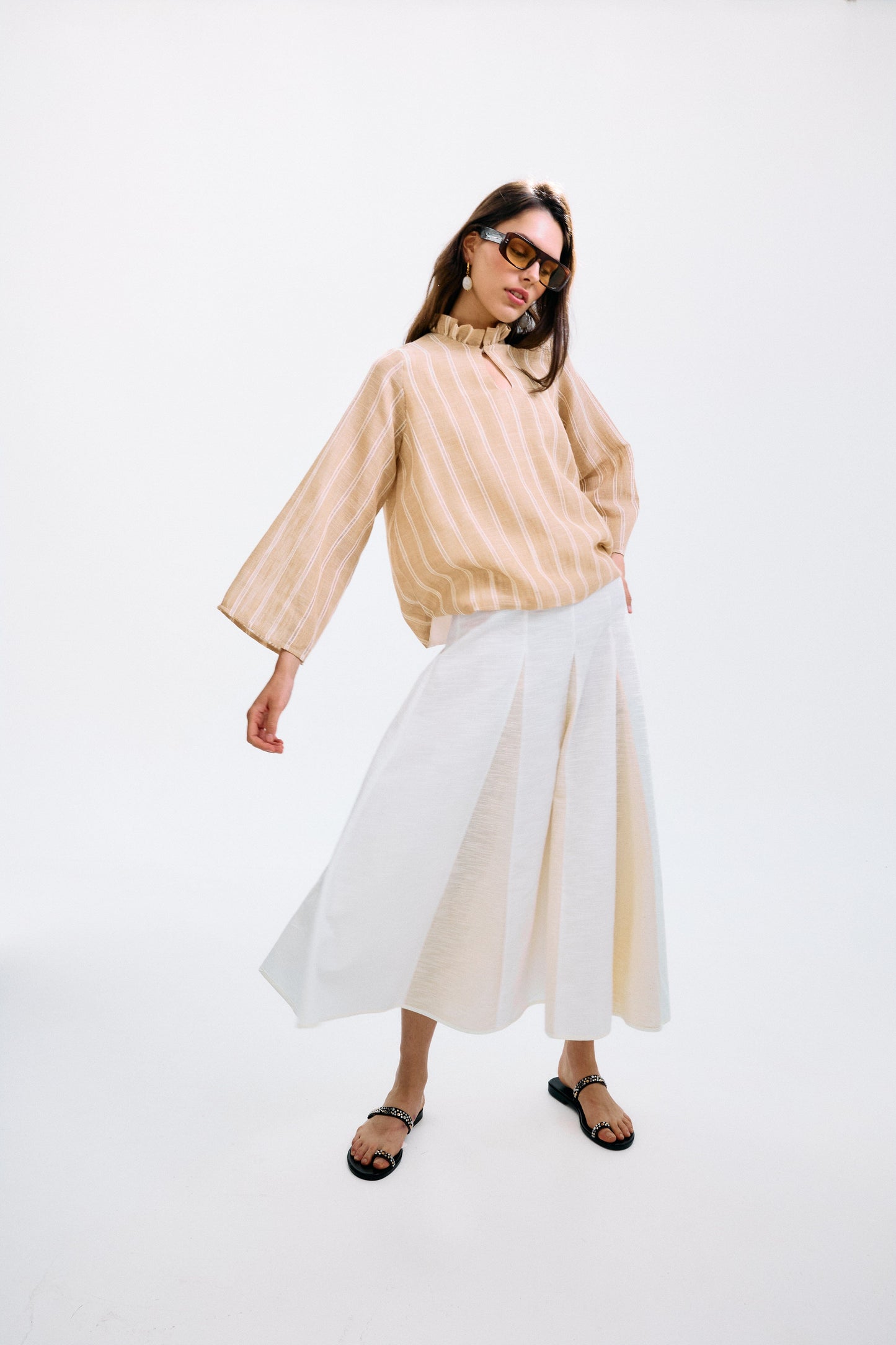 Blusa Zefiro Rayas Beige Shirts & Blouses IPA BRAND 