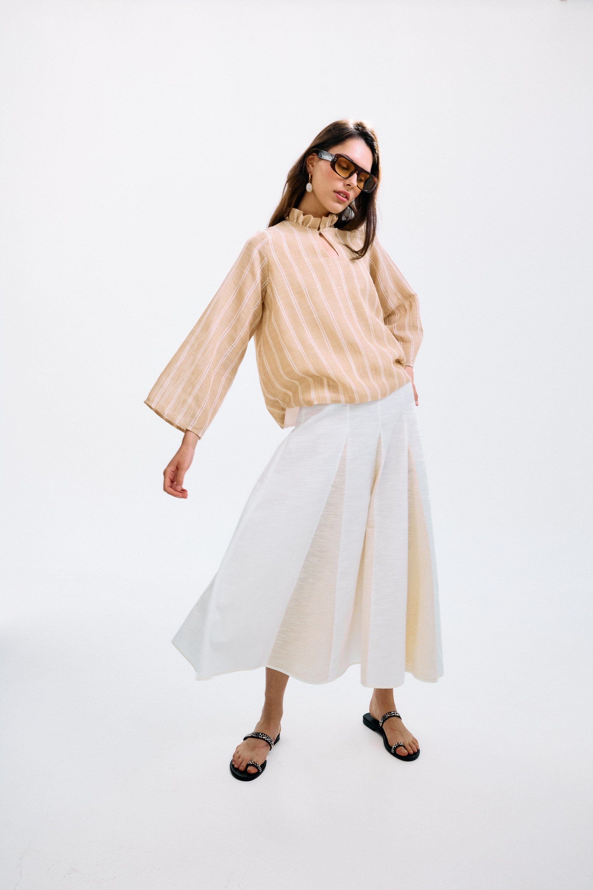 Blusa Zefiro Rayas Beige Shirts & Blouses IPA BRAND 