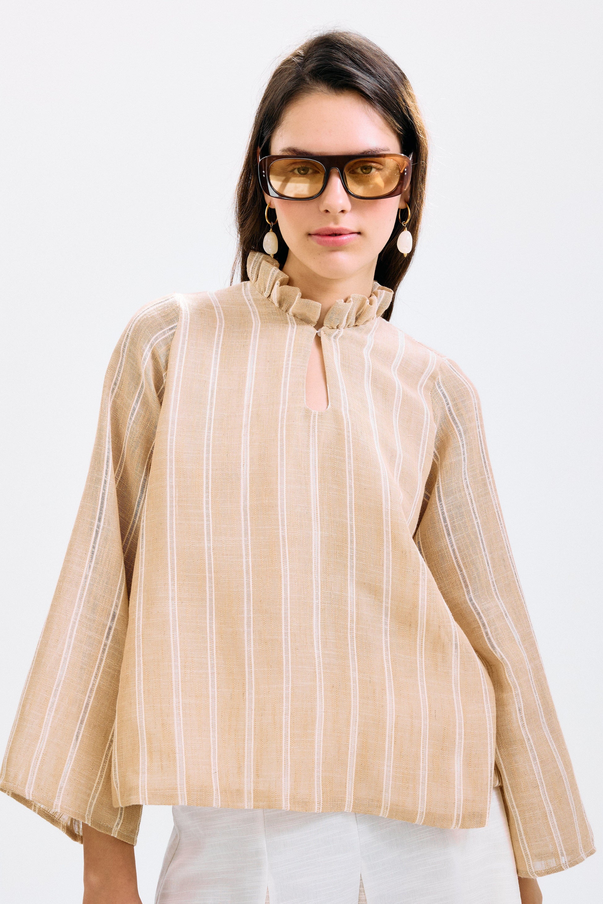 Blusa Zefiro Rayas Beige Shirts & Blouses IPA BRAND 