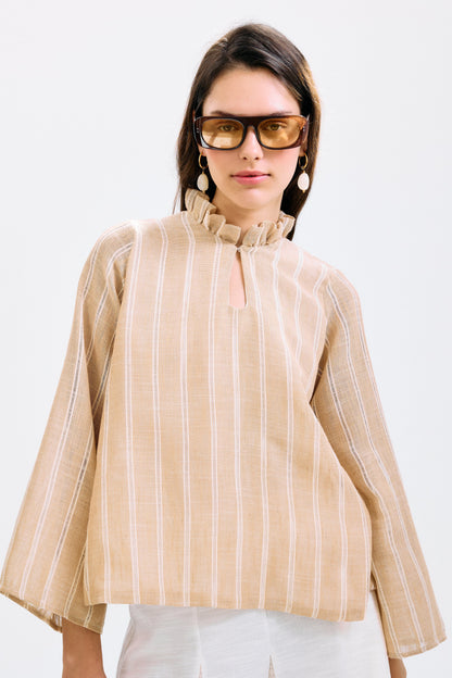 Blusa Zefiro Rayas Beige Shirts & Blouses IPA BRAND 