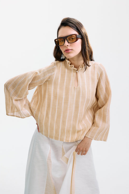 Blusa Zefiro Rayas Beige Shirts & Blouses IPA BRAND 