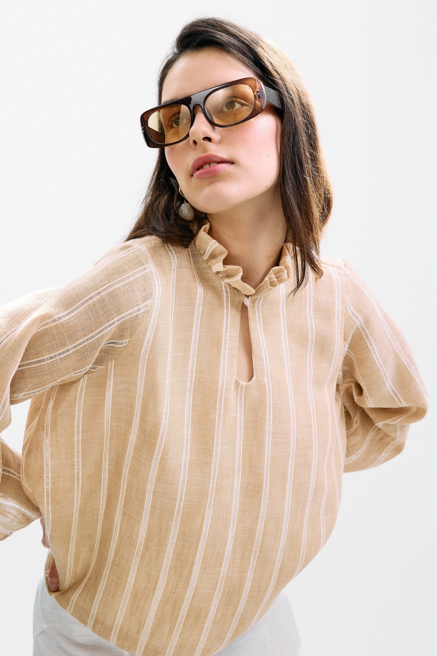 Blusa Zefiro Rayas Beige Shirts & Blouses IPA BRAND 