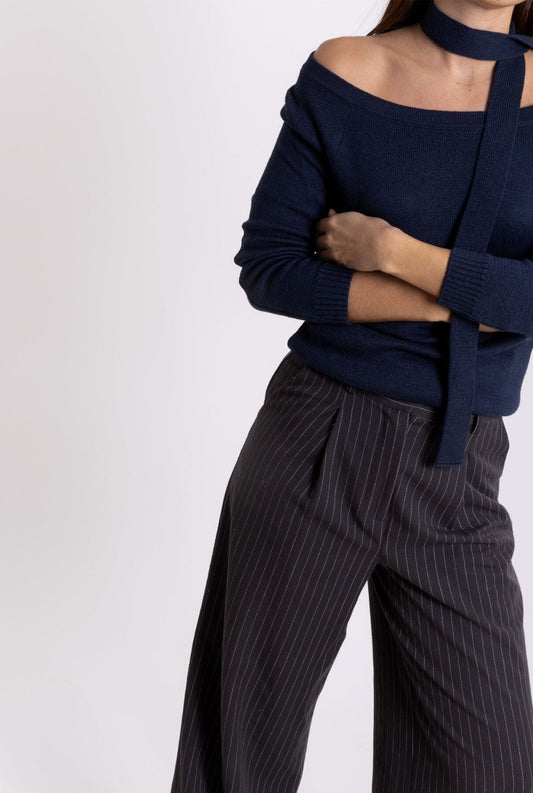 BOAT NECK SWEATER: NAVY Sweaters The Villã Concept 