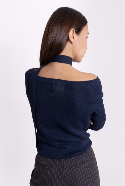 BOAT NECK SWEATER: NAVY Sweaters The Villã Concept 