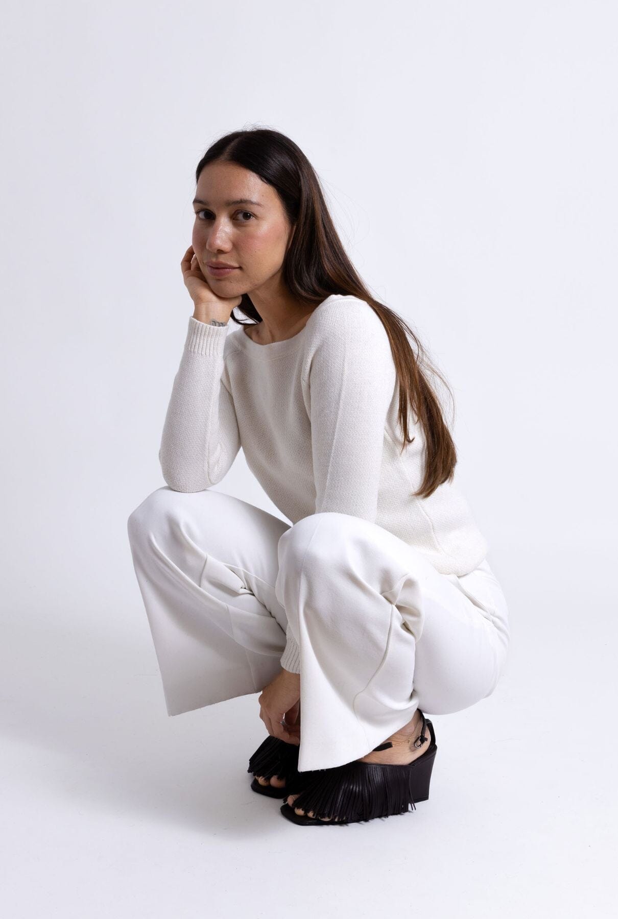 BOAT NECK SWEATER: WHITE Sweaters The Villã Concept 