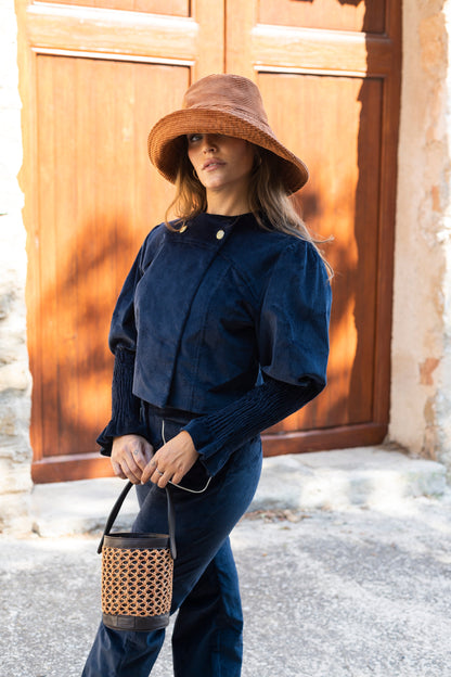 Bolso cubo Zig Zag chocolate + caldera Zahati 