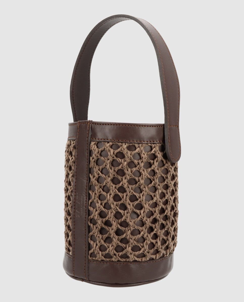 Bolso cubo Zig Zag chocolate + marrón Zahati 