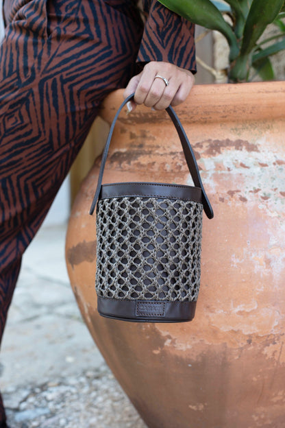 Bolso cubo Zig Zag chocolate + marrón Zahati 