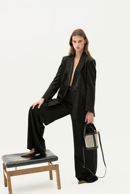 Bolso cubo Zig Zag negro + blanco Zahati 