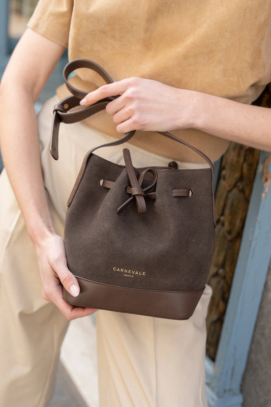 Bolso Mini Telma Chocolate Suede Mini bags Carnevale Madrid 