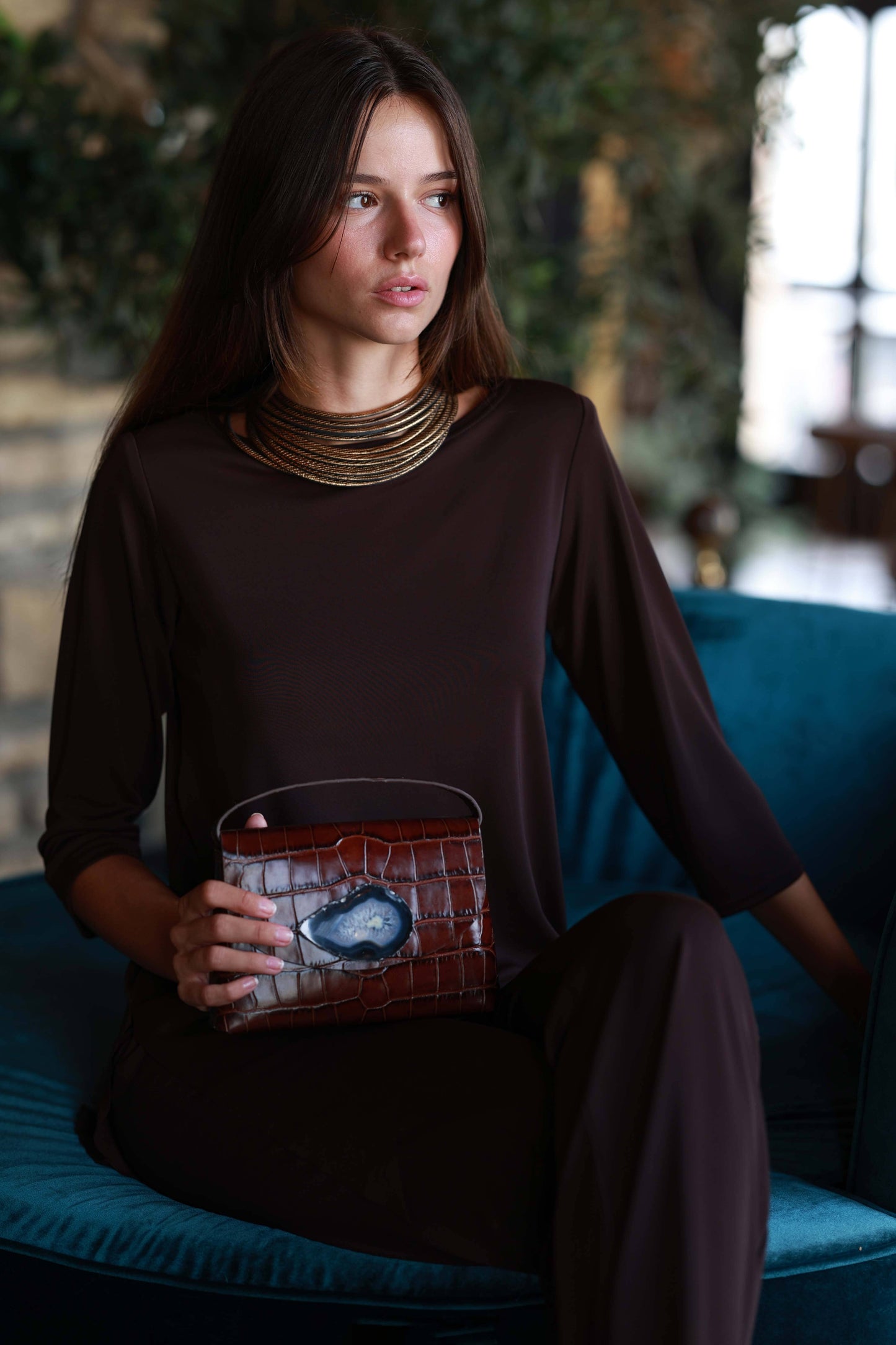 Bolso Ori Coco Marrón Ágata Verde BOLSOS Ecue 