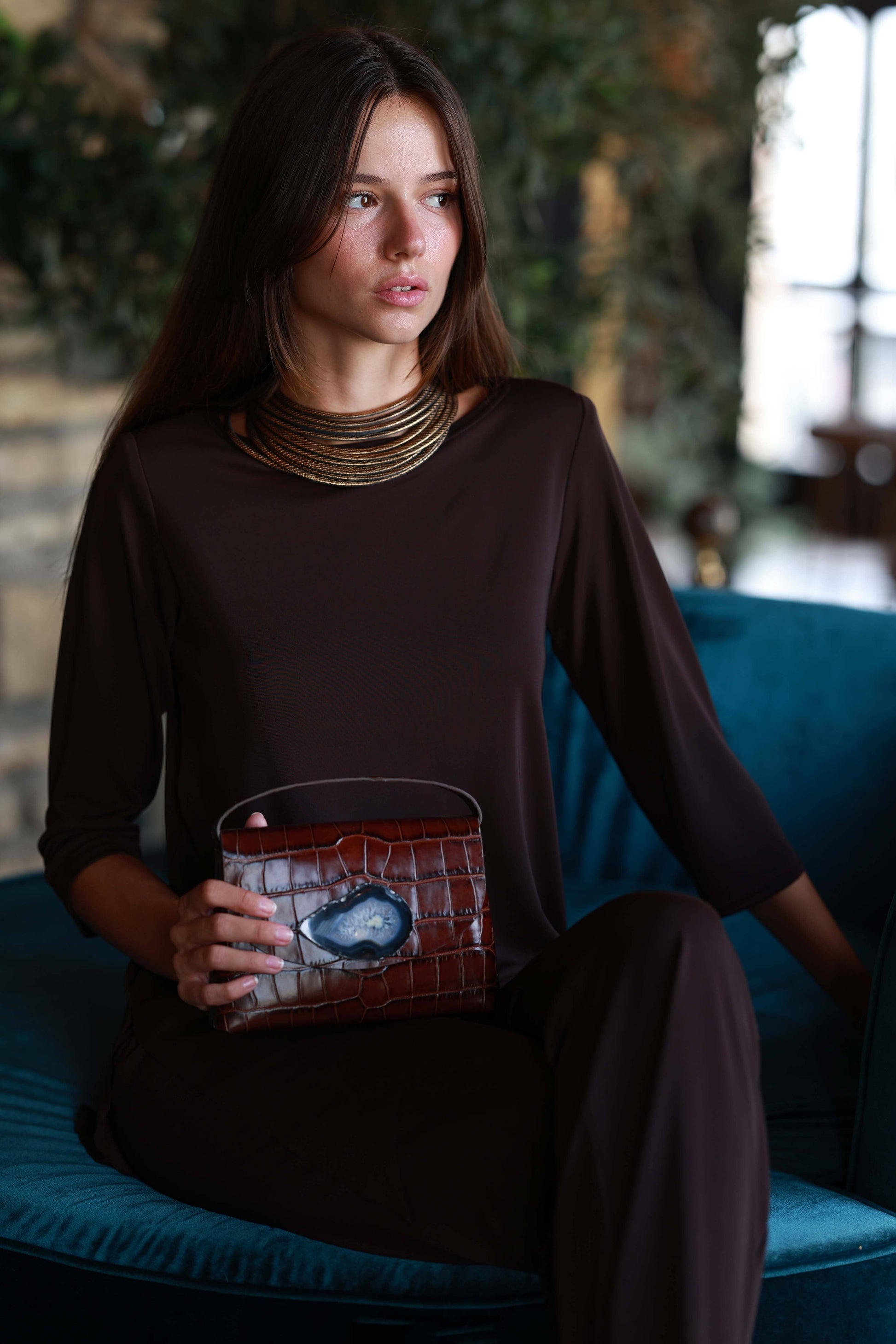 Bolso Ori Coco Marrón Ágata Verde BOLSOS Ecue 