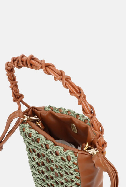 Bolso Zig -Zag Marrón + verde Mini bags Zahati 