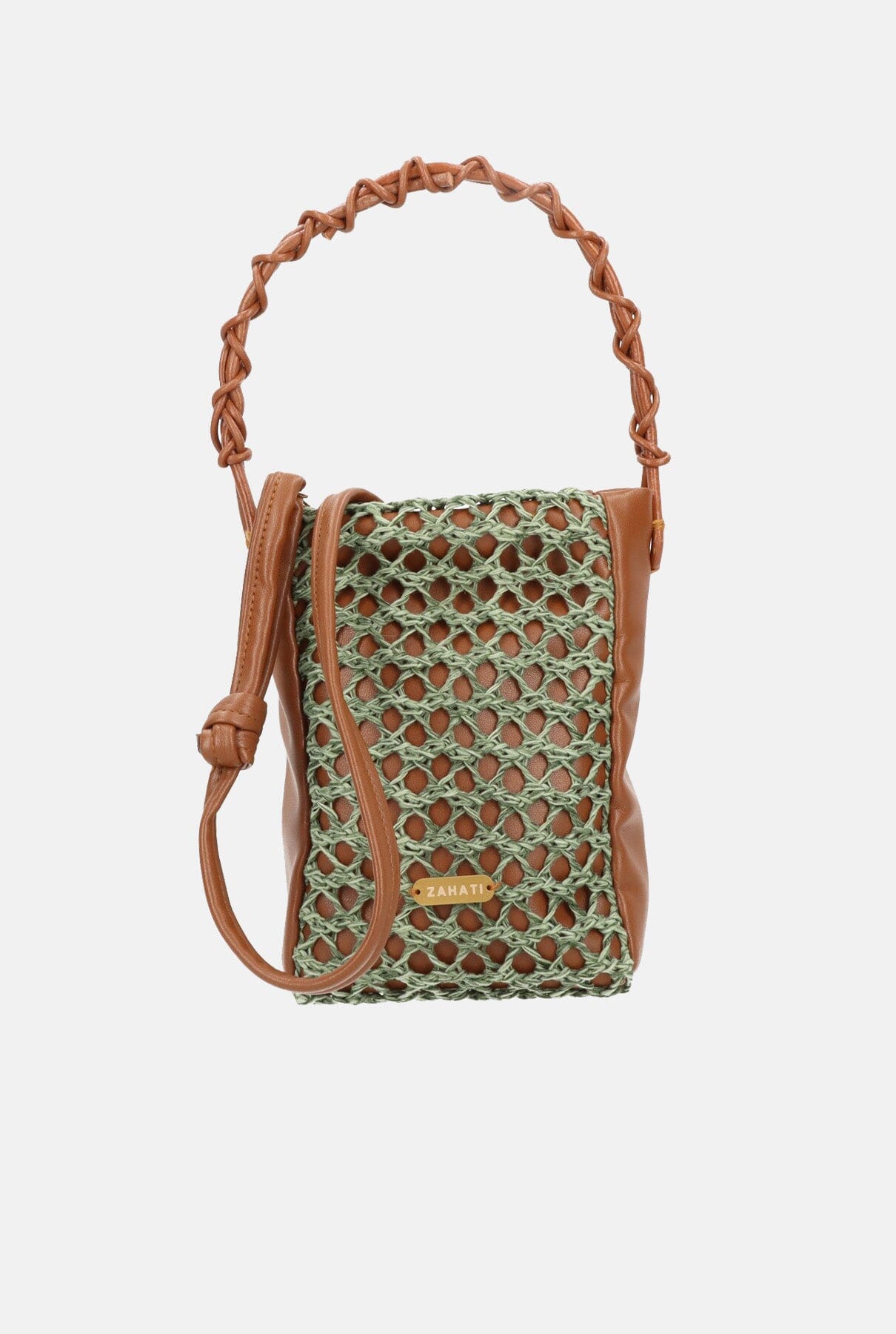 Bolso Zig -Zag Marrón + verde Mini bags Zahati 