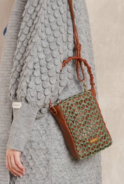 Bolso Zig -Zag Marrón + verde Mini bags Zahati 