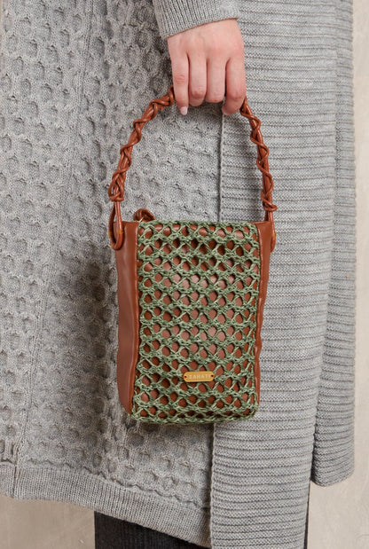 Bolso Zig -Zag Marrón + verde Mini bags Zahati 