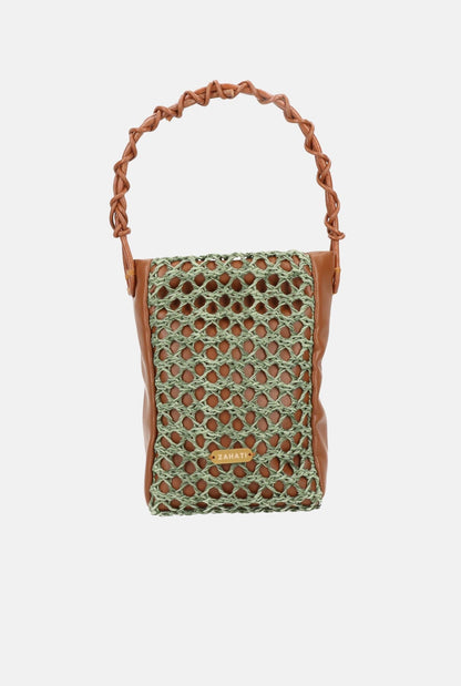 Bolso Zig -Zag Marrón + verde Mini bags Zahati 