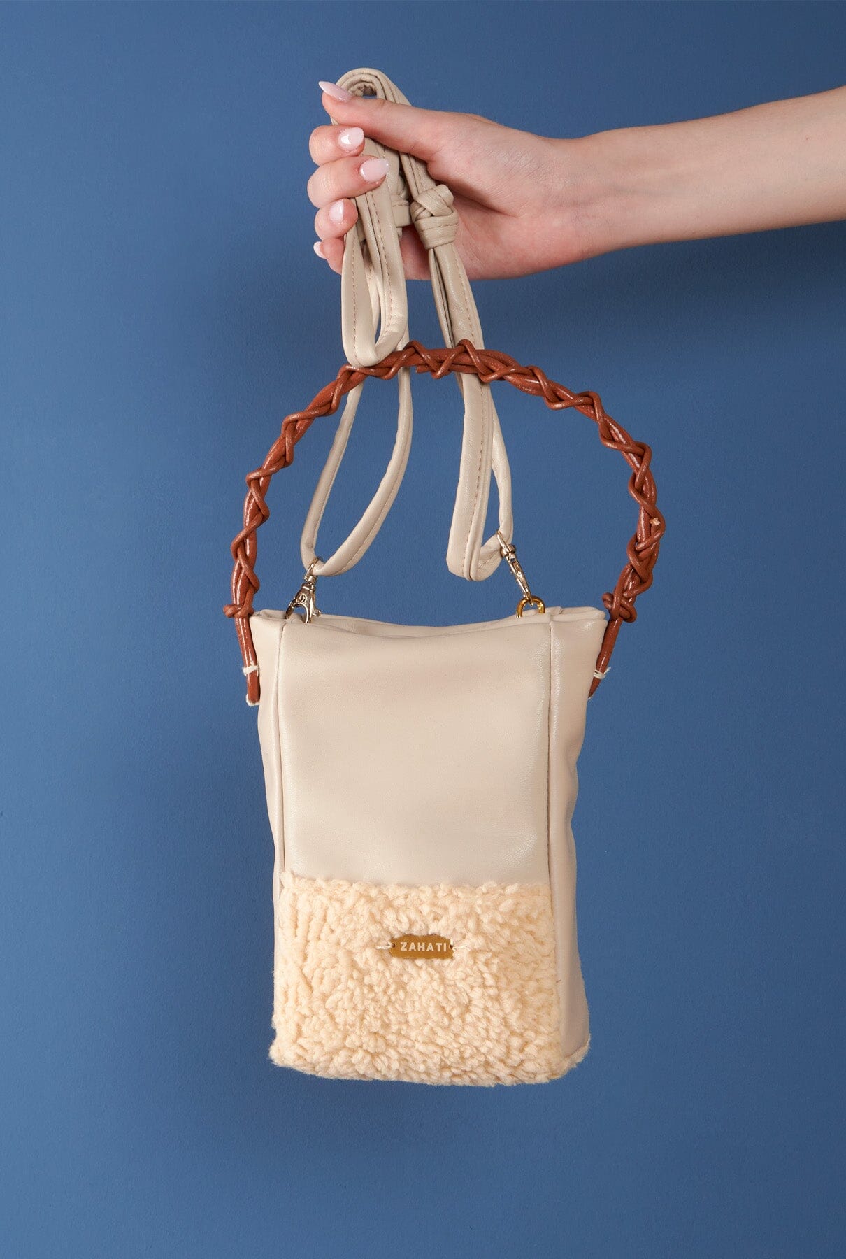 Bolso Zig-Zag teddy + champagne Crossbody bags Zahati 