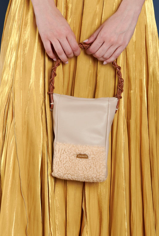 Bolso Zig-Zag teddy + champagne Crossbody bags Zahati 