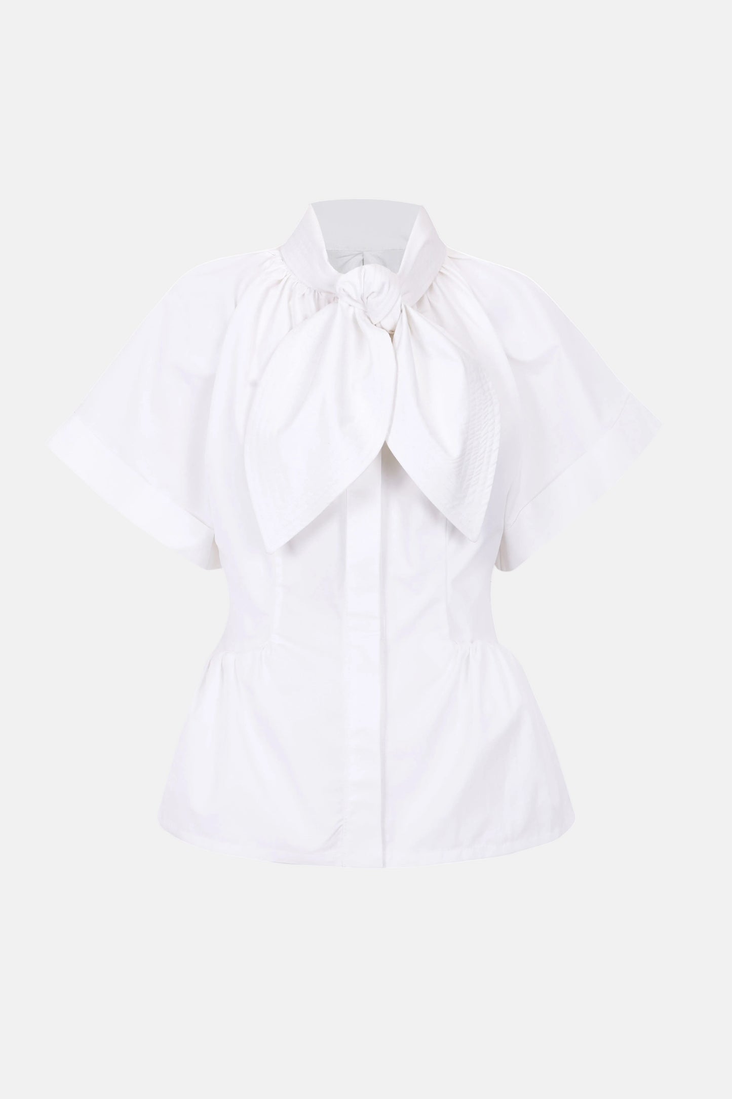 Bow Structured White Shirt Shirts & Tops PALOMO SPAIN 