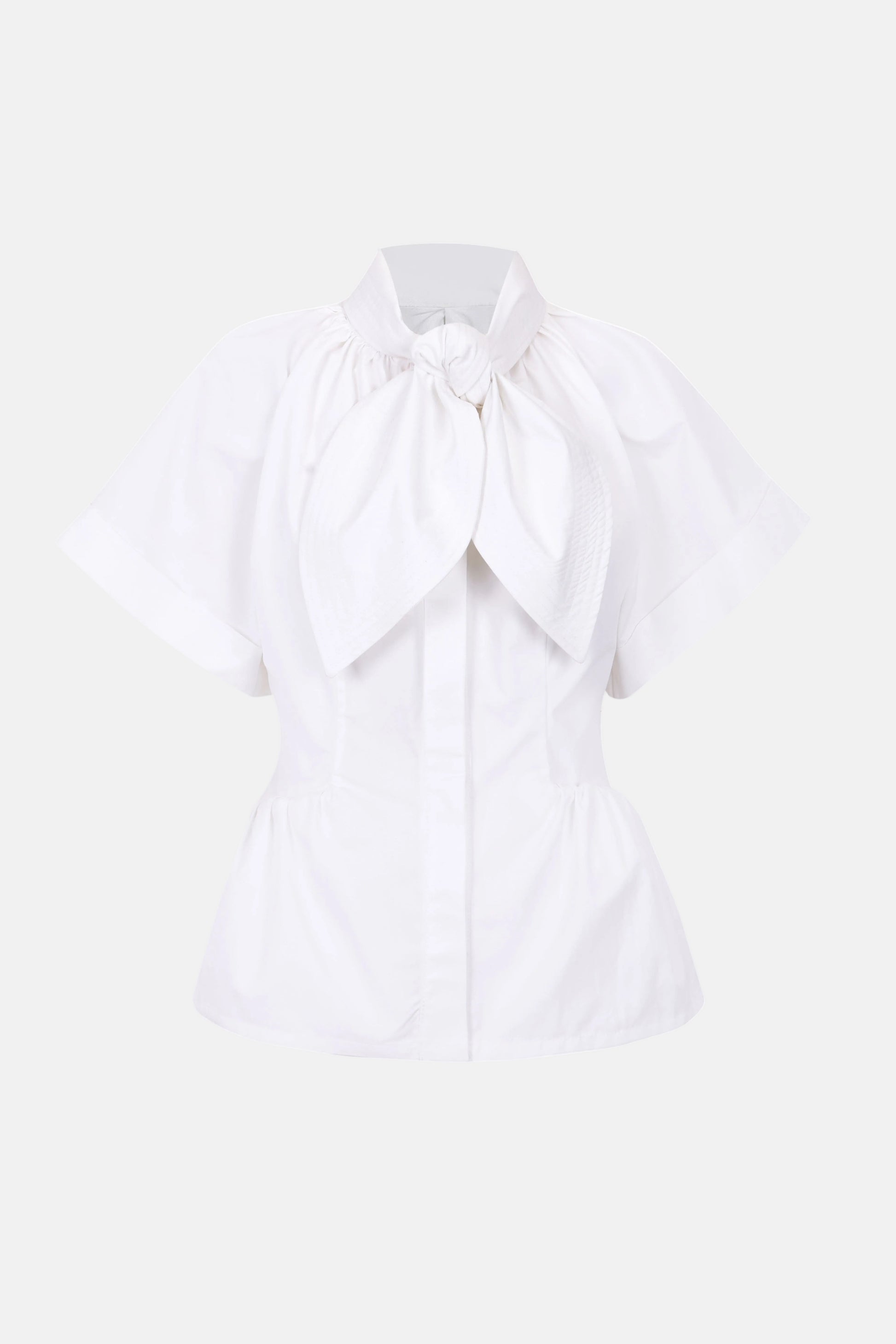 Bow Structured White Shirt Shirts & Tops PALOMO SPAIN 