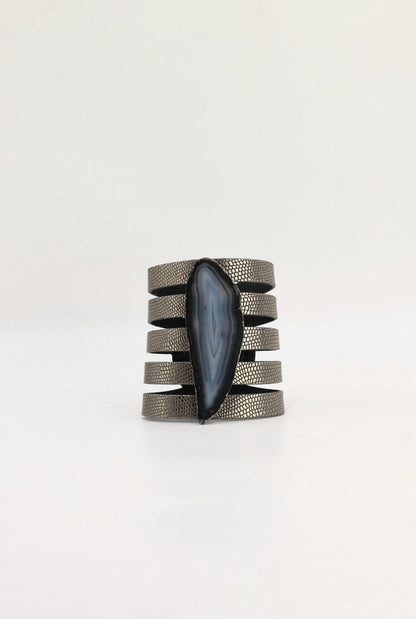 Brazalete Sol Plomo Ágata Natural PULSERAS Ecue 