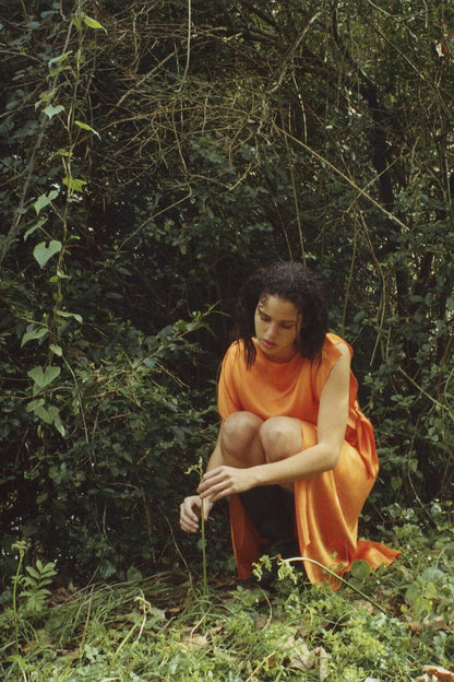 Bright orange viscose 'pañoleta' dress Dresses Boscoier 