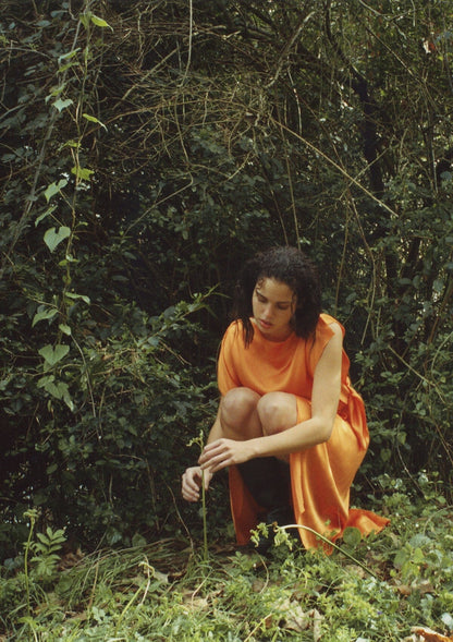 Bright orange viscose 'pañoleta' dress Dresses Boscoier 