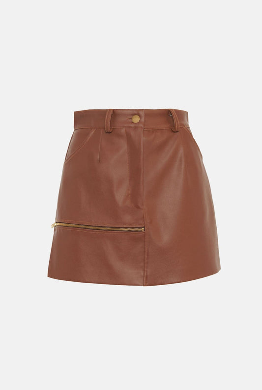 Brown ecoleather miniskirt Skirts Habey Club 
